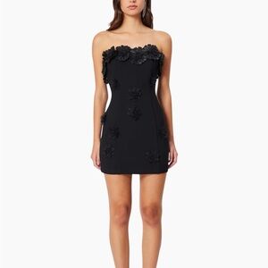 Elliatt Black Strapless Dress with Floral Details